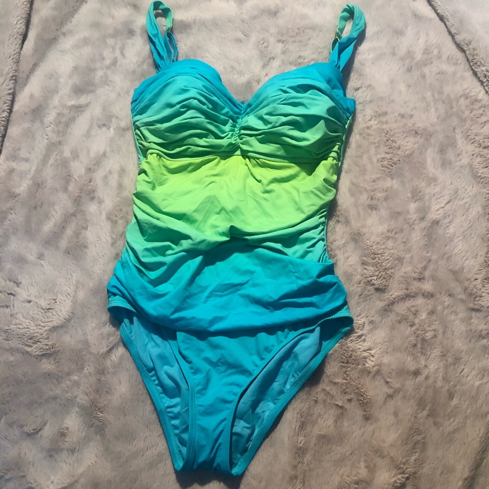 BLEU BY ROD BEATTIE Women SZ 8 Blue Slimming One Piece Swimsuit